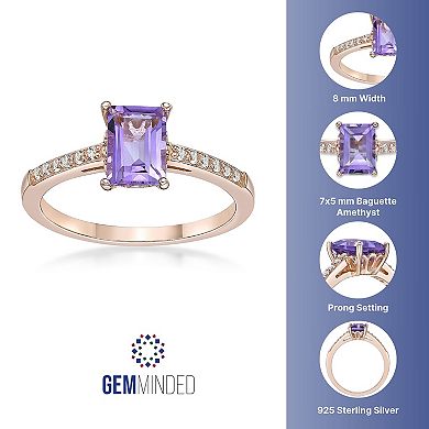 Gemminded 18k Rose Gold Over Silver Amethyst & White Topaz Ring