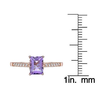 Gemminded 18k Rose Gold Over Silver Amethyst & White Topaz Ring