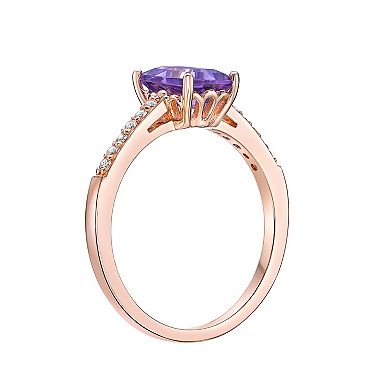 Gemminded 18k Rose Gold Over Silver Amethyst & White Topaz Ring