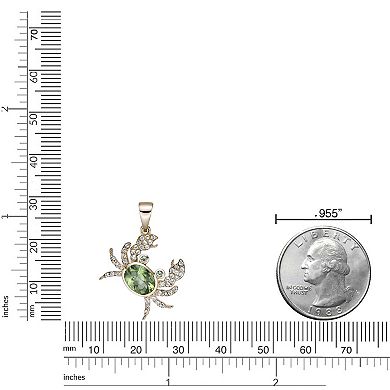 Gemminded Sterling Silver Garnet & White Topaz Crab Pendant Necklace