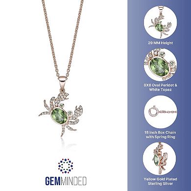 Gemminded Sterling Silver Garnet & White Topaz Crab Pendant Necklace