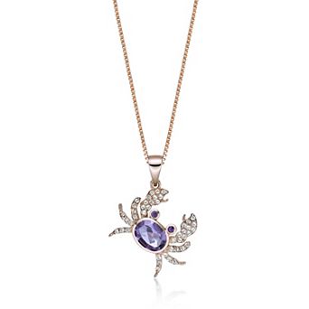 Gemminded Sterling Silver Garnet & White Topaz Crab Pendant Necklace