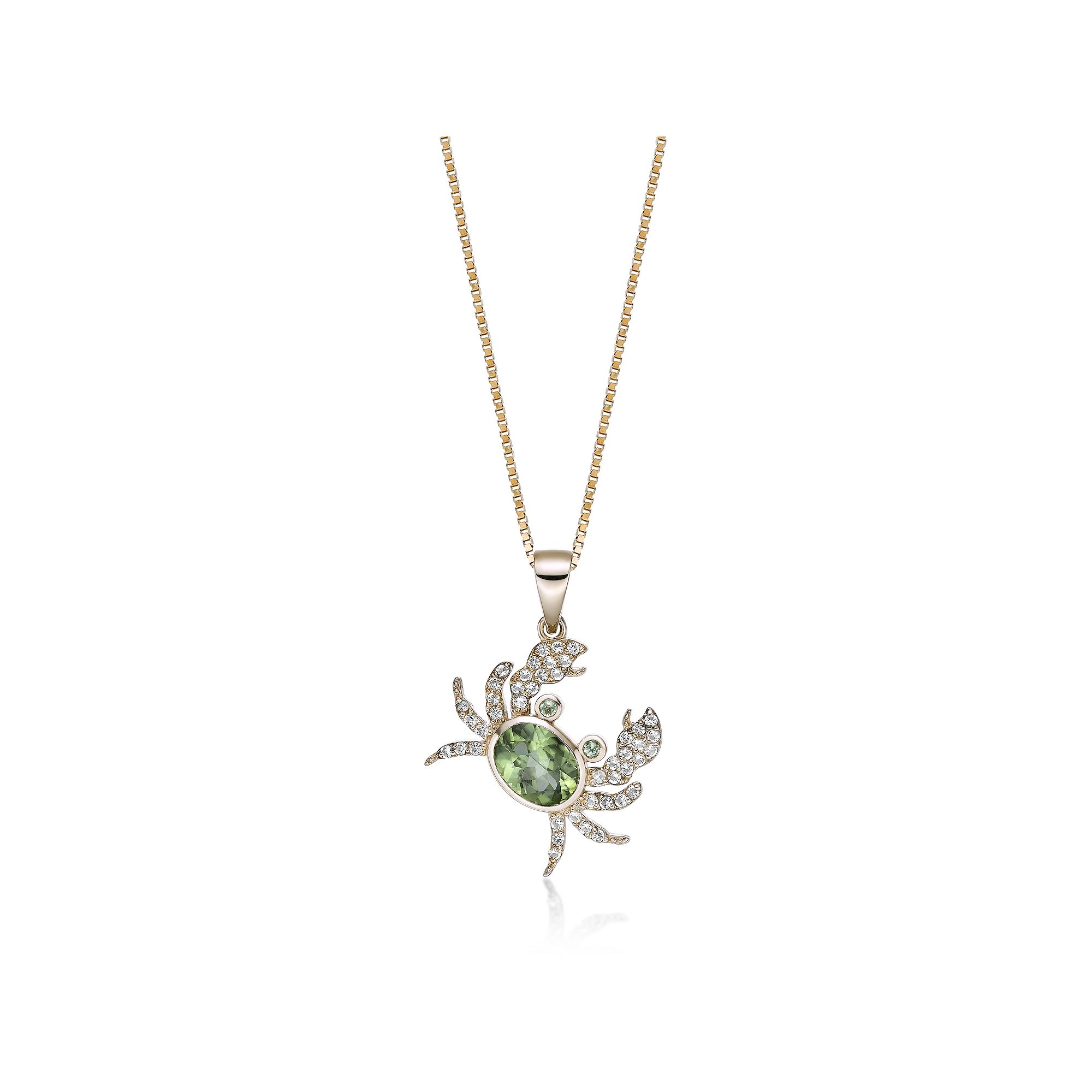 Gemminded Sterling Silver Garnet & White Topaz Crab Pendant Necklace, Wome