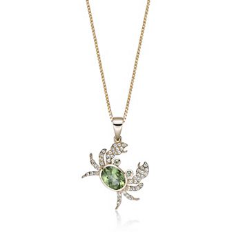 Gemminded Sterling Silver Garnet & White Topaz Crab Pendant Necklace