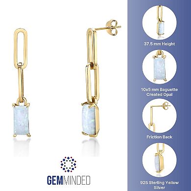 Gemminded 18k Gold Over Silver Lab-Created Opal Linear Drop Earrings