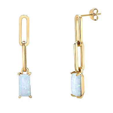 Gemminded 18k Gold Over Silver Lab-Created Opal Linear Drop Earrings