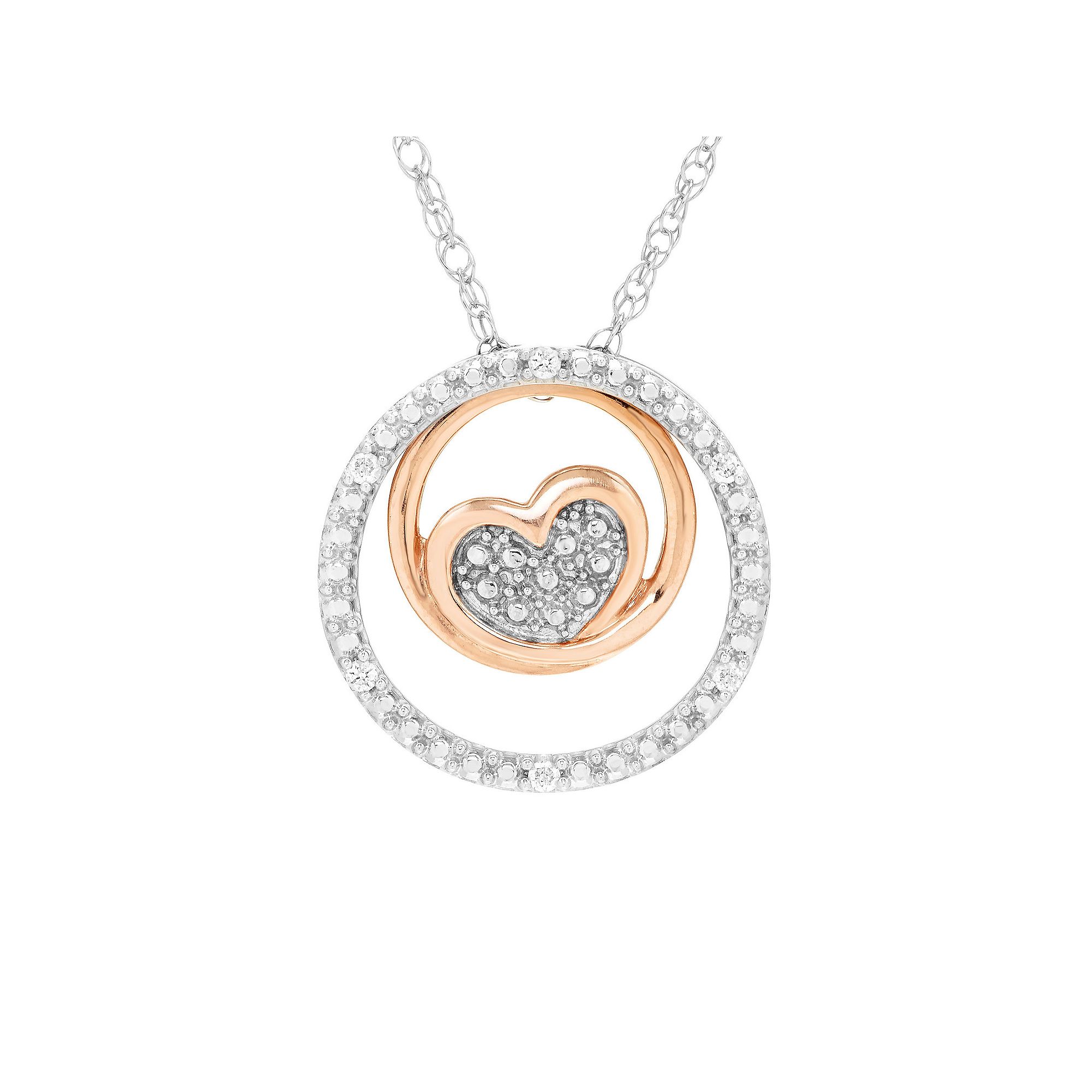 Boston Bay Diamonds 14k Rose Gold Two Tone Sterling Silver Diamond Accent 