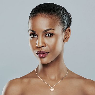 Boston Bay Diamonds 14k Rose Gold Two Tone Sterling Silver Diamond Accent Three-in-One Heart Circle Pendant