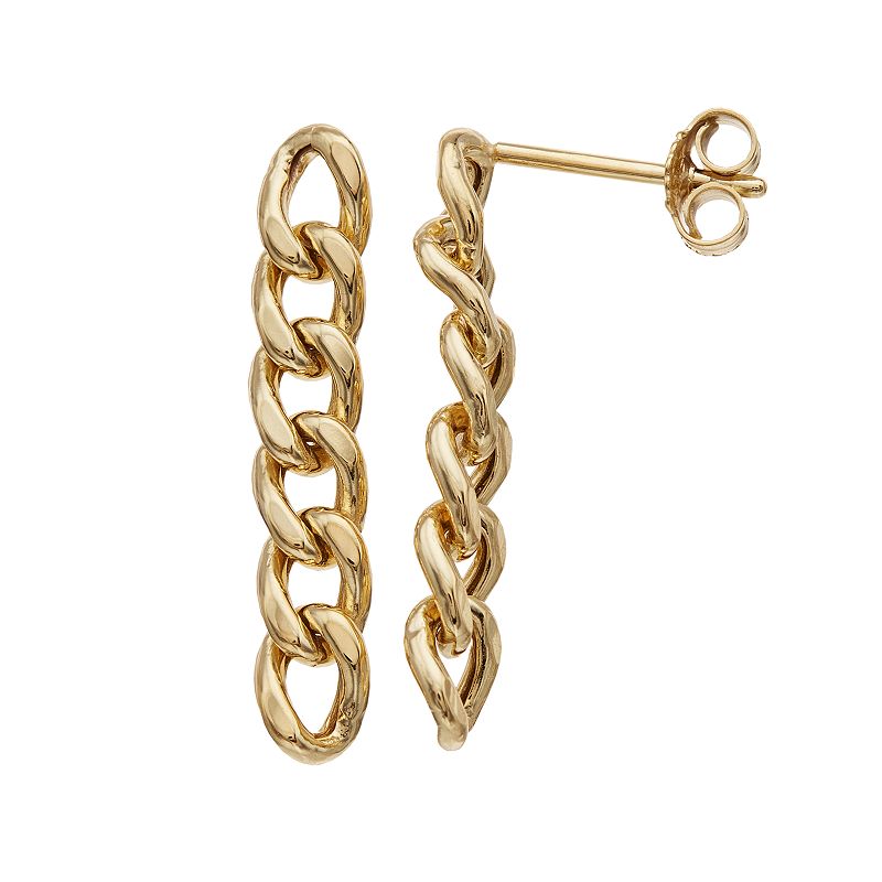 Au Naturale 14k Gold Curb Link Drop Earrings, Womens, Yellow