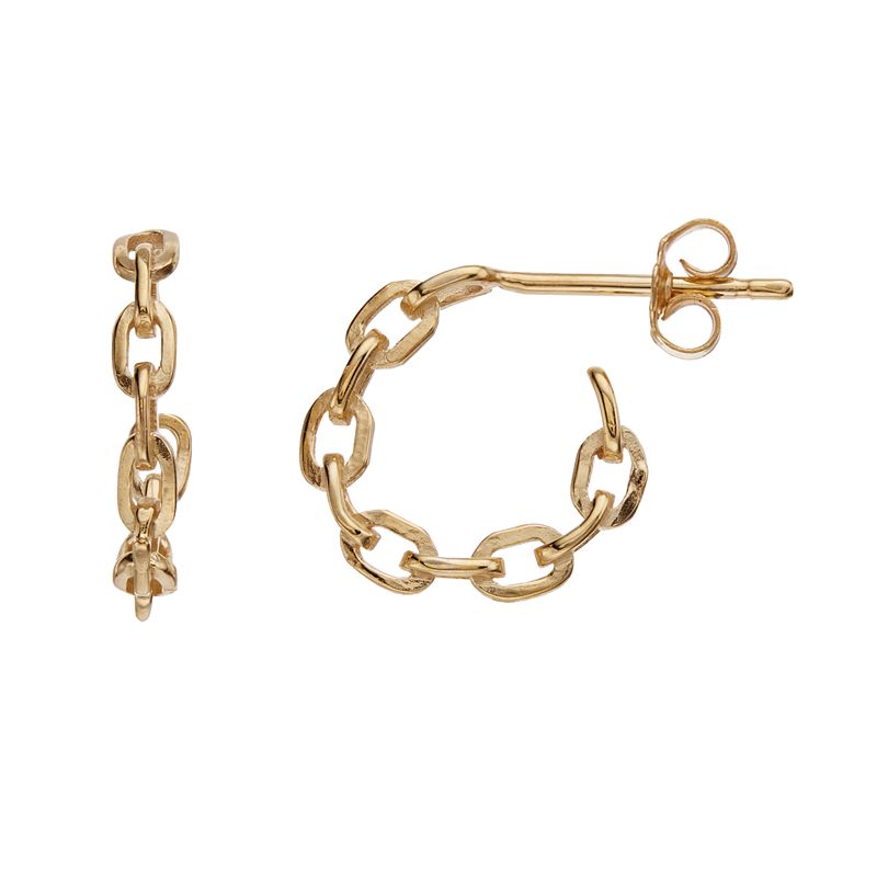 Au Naturale 14k Gold Paper Chain Link Hoop Earrings, Womens, Yellow