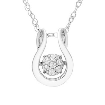 Boston Bay Diamonds Sterling Silver 1/10 Carat T.W. Diamond Lucky Horsehoe Pendant Necklace