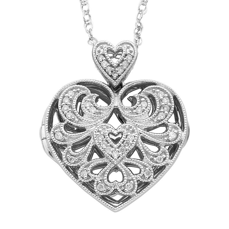 Boston Bay Diamonds Sterling Silver 1/10 Carat T.W. Diamond Filigree Heart