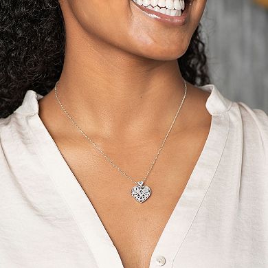 Boston Bay Diamonds Sterling Silver 1/10 Carat T.W. Diamond Filigree Heart Locket Necklace