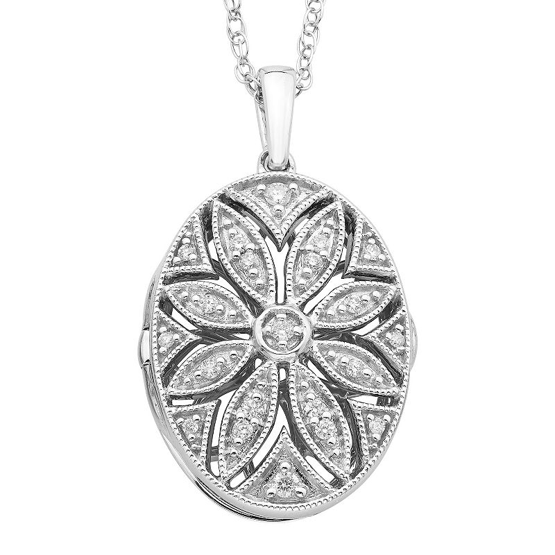 Boston Bay Diamonds Sterling Silver Filigree Oval Locket Pendant Necklace,