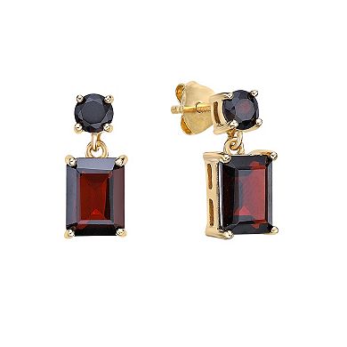 Gemminded 18k Gold Over Silver Garnet Drop Earrings