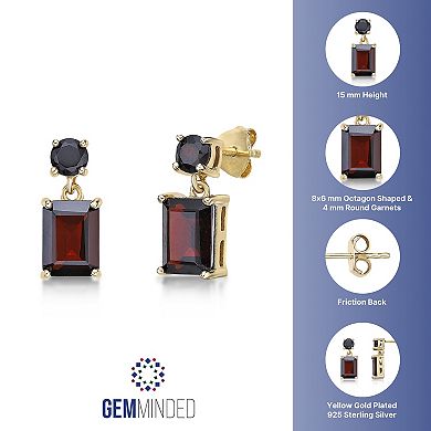 Gemminded 18k Gold Over Silver Garnet Drop Earrings