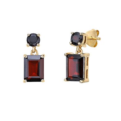 Gemminded 18k Gold Over Silver Garnet Drop Earrings