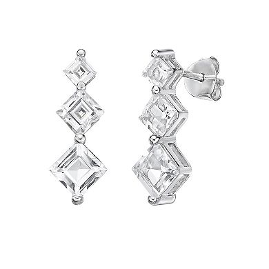 Gemminded Sterling Silver White Topaz Geometric Drop Earrings
