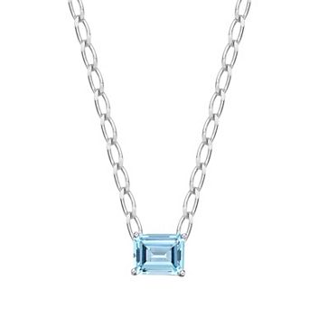 Gemminded Sterling Silver Blue Topaz Necklace