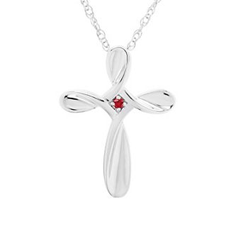 Boston Bay Diamonds Sterling Silver Gemstone Cross Pendant Necklace