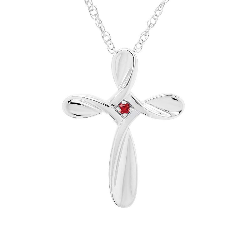 Boston Bay Diamonds Sterling Silver Gemstone Cross Pendant Necklace, Women