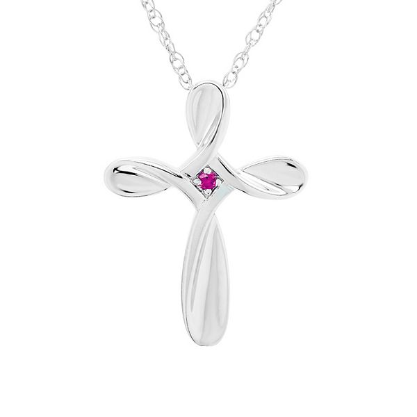 Boston Bay Diamonds Sterling Silver Gemstone Cross Pendant Necklace