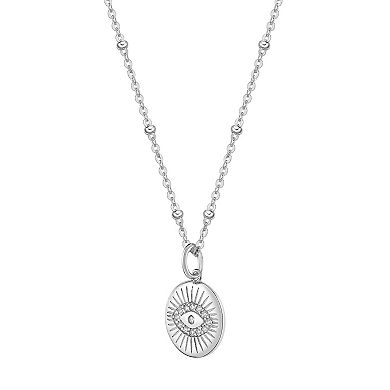 Gemminded Sterling Silver White Topaz Evil Eye Pendant Necklace