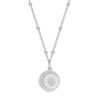 Gemminded Sterling Silver White Topaz Starburst Celestial Pendant Necklace