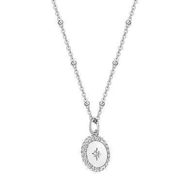 Gemminded Sterling Silver White Topaz Starburst Celestial Pendant Necklace