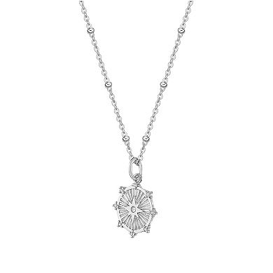Gemminded Sterling Silver White Topaz Aurora Starburst Pendant Necklace