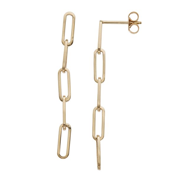 Au Naturale 14k Gold Paper Clip Drop Earrings