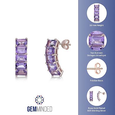 Gemminded 18k Rose Gold Over Silver Amethyst Curved Drop Earrings