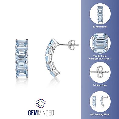 Gemminded Sterling Silver Blue Topaz Curved Drop Earrings