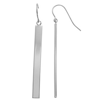 Au Naturale 14k White Gold Bar Drop Earrings