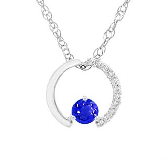 Boston Bay Diamonds Sterling Silver Gemstone & 1/10 Carat T.W. Diamond Circle Pendant Necklace