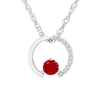 Boston Bay Diamonds Sterling Silver Gemstone & 1/10 Carat T.W. Diamond Circle Pendant Necklace