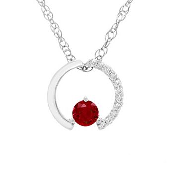 Boston Bay Diamonds Sterling Silver Gemstone & 1/10 Carat T.W. Diamond Circle Pendant Necklace