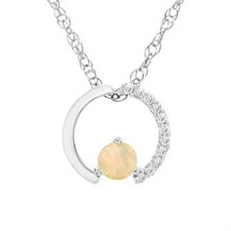 Boston Bay Diamonds Sterling Silver Gemstone & 1/10 Carat T.W. Diamond Circle Pendant Necklace