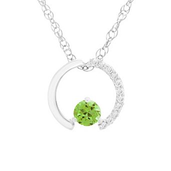 Boston Bay Diamonds Sterling Silver Gemstone & 1/10 Carat T.W. Diamond Circle Pendant Necklace