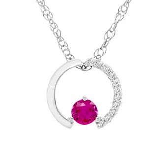 Boston Bay Diamonds Sterling Silver Gemstone & 1/10 Carat T.W. Diamond Circle Pendant Necklace