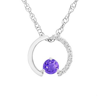Boston Bay Diamonds Sterling Silver Gemstone & 1/10 Carat T.W. Diamond Circle Pendant Necklace