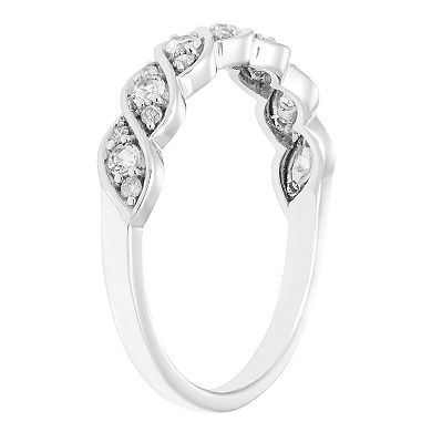 Boston Bay Diamonds Sterling Silver Lab-Created Gemstone & 1/10 Carat T.W. Diamond Twisted Ring