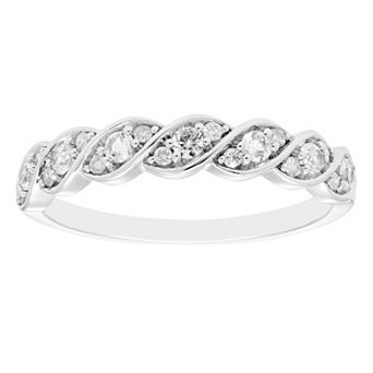 Boston Bay Diamonds Sterling Silver Lab-Created Gemstone & 1/10 Carat T.W. Diamond Twisted Ring