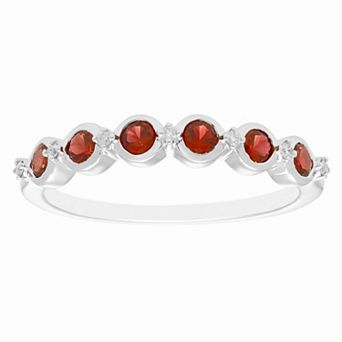 Boston Bay Diamonds Sterling Silver Gemstone & 1/10 Carat T.W. Diamond Stacking Ring