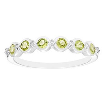 Boston Bay Diamonds Sterling Silver Gemstone & 1/10 Carat T.W. Diamond Stacking Ring
