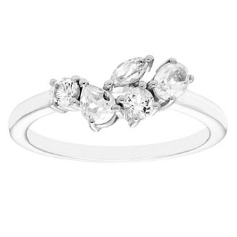 Boston Bay Diamonds Sterling Silver Lab-Created White Sapphire Cluster Ring