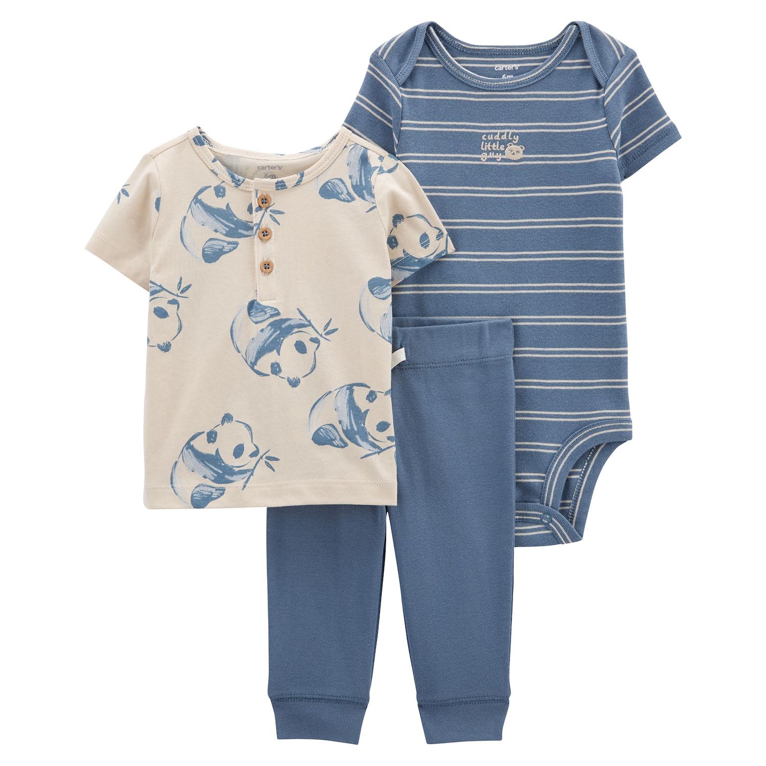 Carter's Baby Boys 2-Pc. Bear Overalls & Striped T-Shirt Set