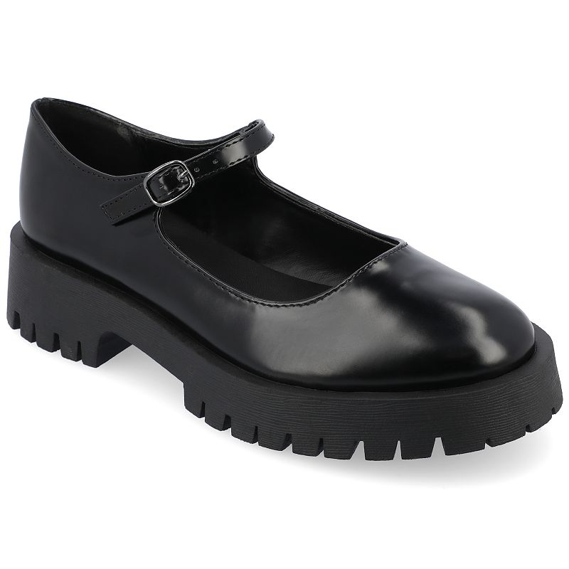 Journee Kamie Women's Mary Jane Shoes, Size: 9.5 Wide, Black