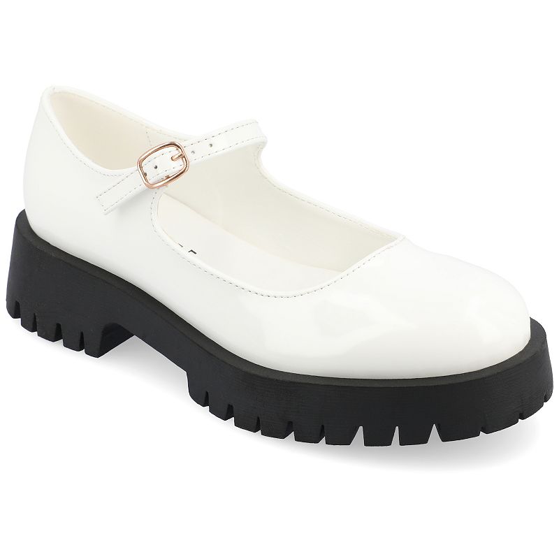 Journee Kamie Women's Mary Jane Shoes, Size: 8.5, Patent White