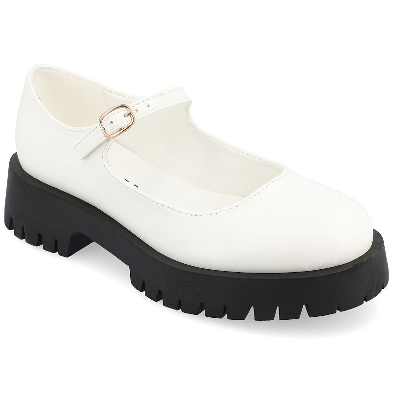 Journee Kamie Women's Mary Jane Shoes, Size: 7.5 Wide, White